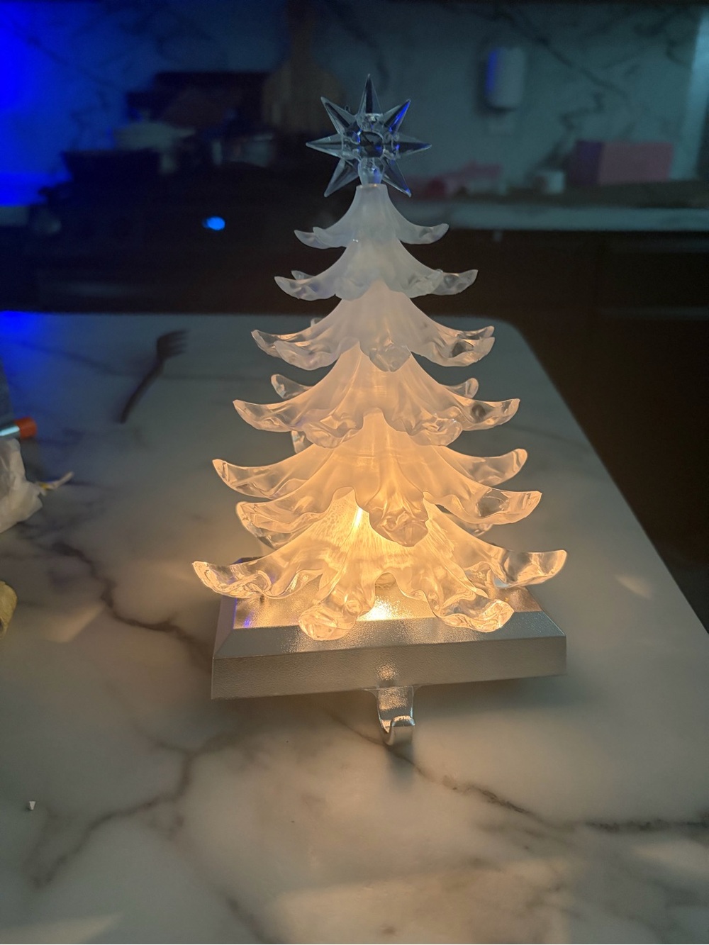 Illuminated Frosted Glass Christmas Tree Accent